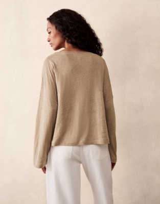 Jersey Linen Oversized Long Sleeve Tee 