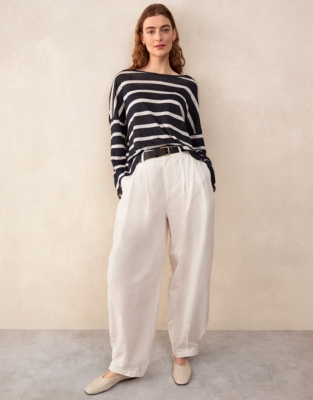 Jersey Linen Oversized Stripe Long Sleeve Tee