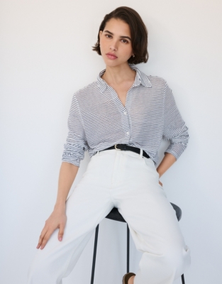 Jersey Linen Striped Top