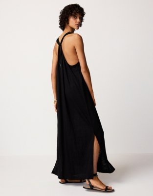 Jersey Linen Twist Back Beach Dress