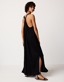 Jersey Linen Twist Back Beach Dress