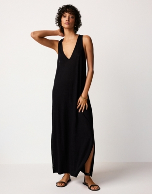 Jersey Linen Twist Back Beach Dress