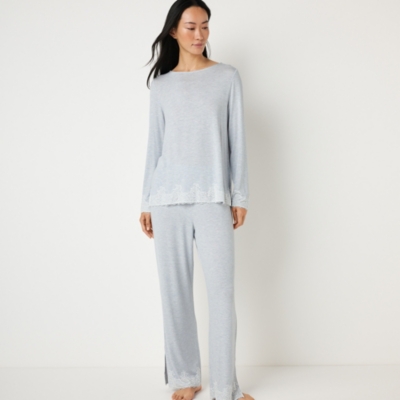 Jersey Long Sleeve Appliqué Lace Pyjama Set