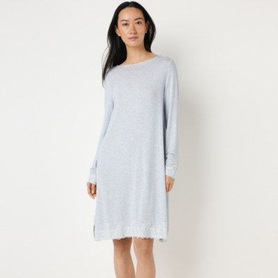Jersey Long Sleeve Applique Lace Nightie