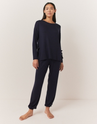 Jersey Longline Pajama Set - Navy