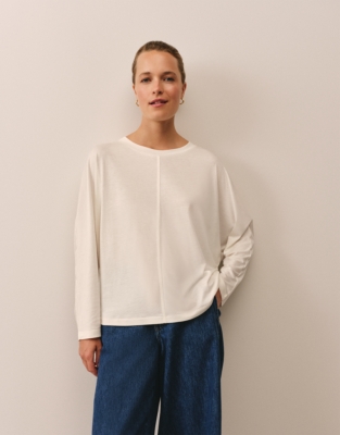 Jersey Lyocell Batwing Crew Neck Top