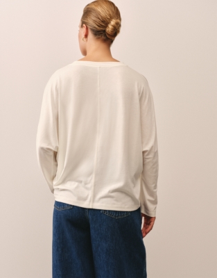 Jersey Lyocell Batwing Crew Neck Top