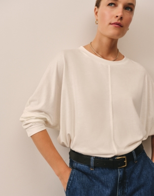 Jersey Lyocell Batwing Crew Neck Top