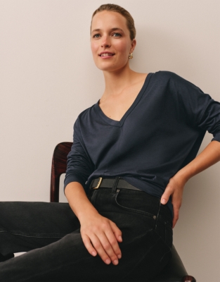 Jersey Lyocell Batwing V-Neck Top