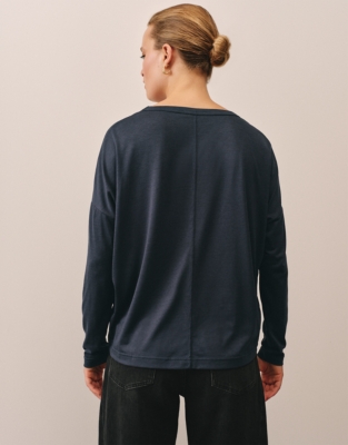 Jersey Lyocell Batwing V-Neck Top