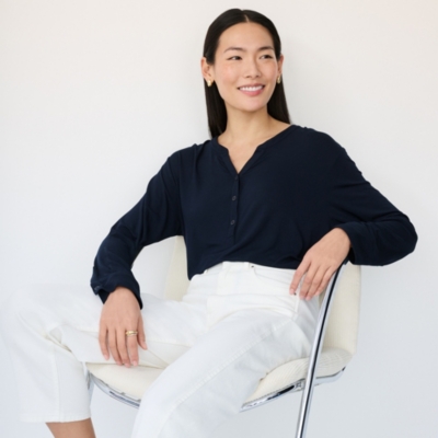 Jersey Lyocell Gather Detail Shirt