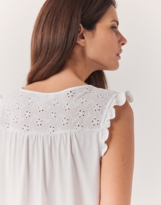 Jersey Pima Cotton Broderie Detail Nightgown