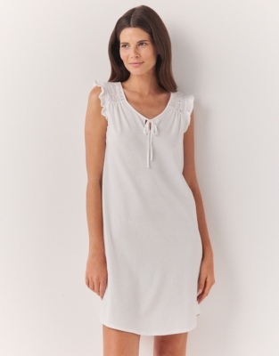 Jersey Pima Cotton Broderie Detail Nightgown