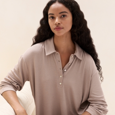 Jersey Rib Half-Placket Pyjama Set