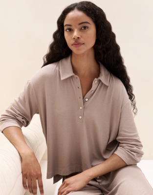 Jersey Rib Half-Placket Pyjama Set