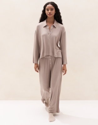 Jersey Rib Half-Placket Pyjama Set