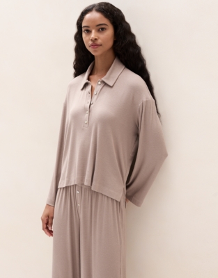 Jersey Rib Half-Placket Pyjama Set