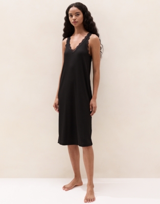 Jersey Rib Lace-Strap Cami Nightie