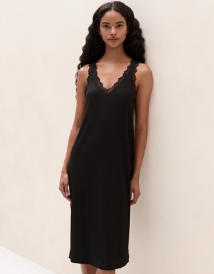 Jersey Rib Lace-Strap Cami Nightie