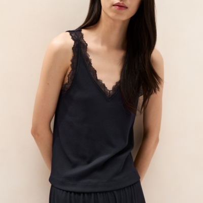 Jersey Rib Lace-Strap Cami Pyjama Set