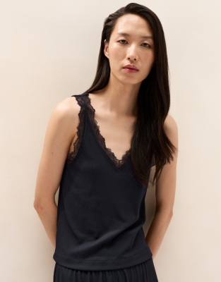 Jersey Rib Lace-Strap Cami Pyjama Set