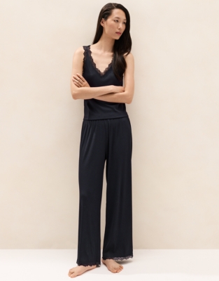 Jersey Rib Lace-Strap Cami Pyjama Set