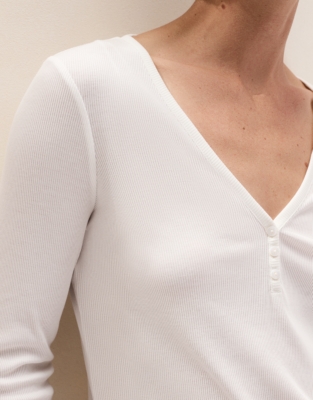 Jersey Rib Long Sleeve Henley Pyjama Top