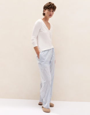 Jersey Rib Long Sleeve Henley Pyjama Top