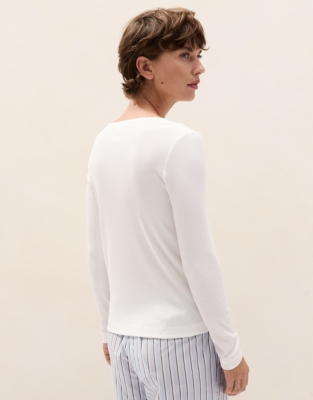 Jersey Rib Long Sleeve Henley Pyjama Top