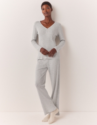 Jersey Rib Stripe Henley Pajama Set