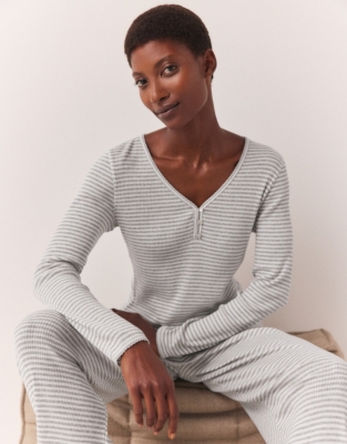 Grey and 2025 white striped pajamas