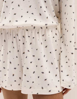 Jersey Ribbed Ditsy Floral Pyjama Shorts