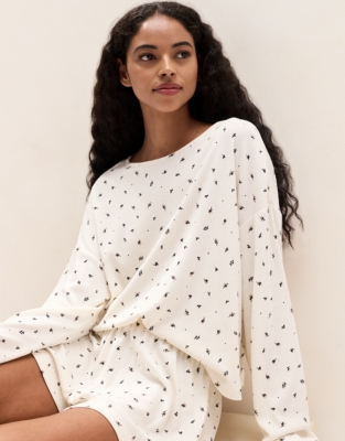 Jersey Ribbed Ditsy Floral Pyjama Shorts