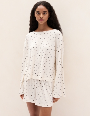 Jersey Ribbed Ditsy Floral Pyjama Shorts