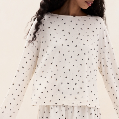 Jersey Ribbed Ditsy Floral Pyjama Top