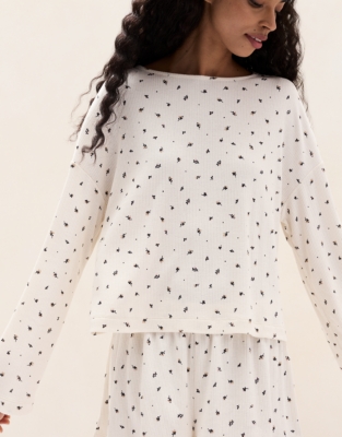 Jersey Ribbed Ditsy Floral Pyjama Top