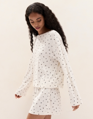 Jersey Ribbed Ditsy Floral Pyjama Top