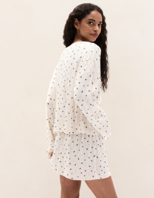 Jersey Ribbed Ditsy Floral Pyjama Top
