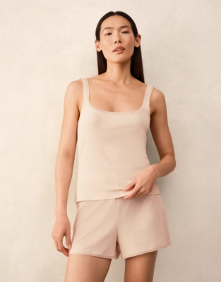 Jersey Ribbed Mesh Trim Shortie Pyjama Set