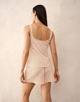 Jersey Ribbed Mesh Trim Shortie Pyjama Set