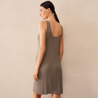 Jersey Ribbed Satin Trim Vest Nightie