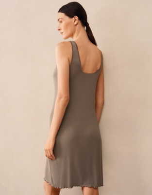 Jersey Ribbed Satin Trim Vest Nightie