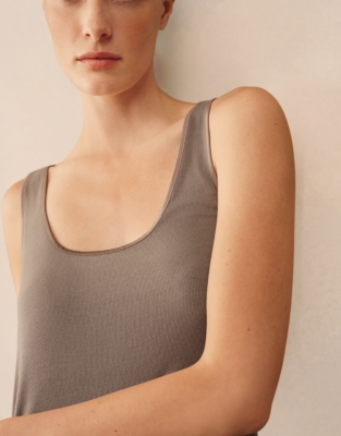 Jersey Ribbed Satin Trim Vest Nightie