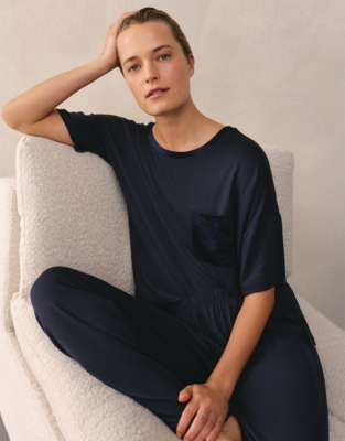 Jersey Satin Pocket Lounge Pajama Set