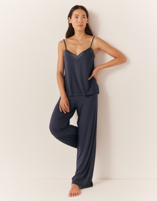 Jersey Satin Trim Cami Pajama Set