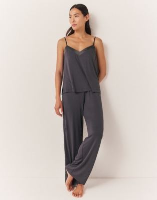 Jersey Satin Trim Cami Pajama Set