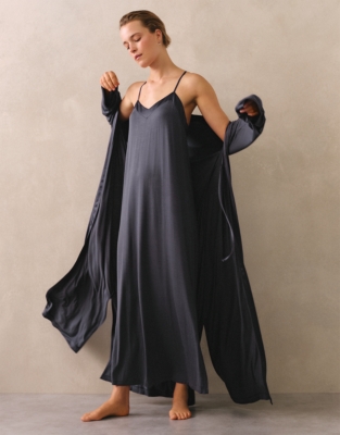 Jersey Satin Trim Maxi Nightdress
