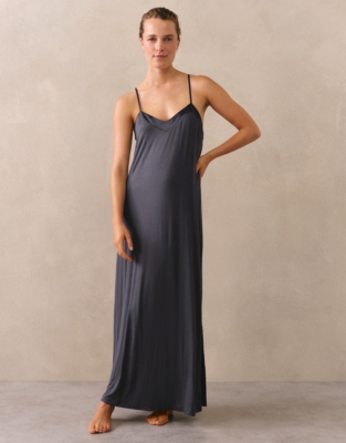 Jersey Satin Trim Maxi Nightdress