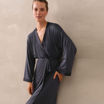 Jersey Satin Trim Maxi Robe