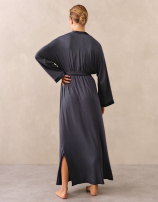 Jersey Satin Trim Maxi Robe